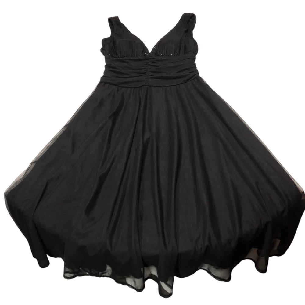 DAVID’S BRIDAL Size 14 Women Maxi ,Black Evening Fancy Elegant Dress. 14” X 46” - Picture 3 of 11